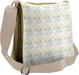 Ambesonne Leaf Messenger Bag, Trace Style Flora Fauna, Unisex Cross-body