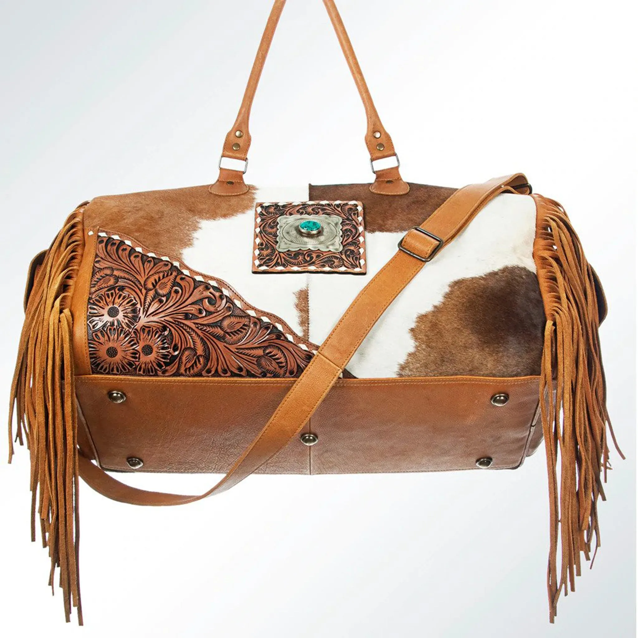 American Darling Cowhide Tooled Duffel Bag