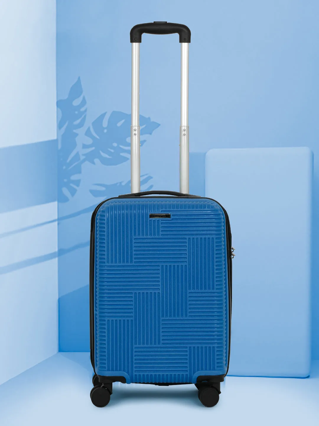 ANDAMAN ROYAL BLUE Textured Zigzag Stripline Unisex Check-in Hardside Cabin Trolley Bag