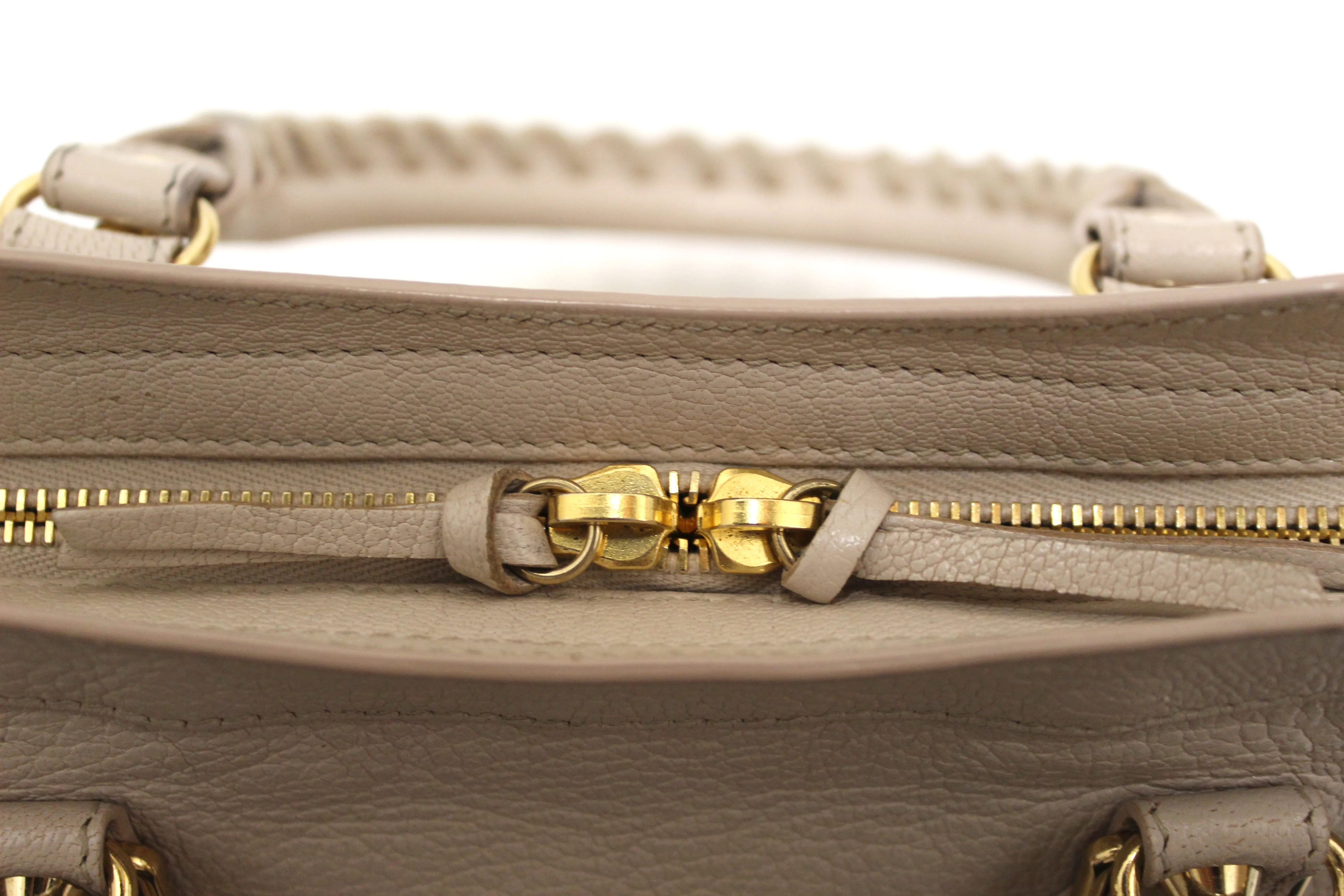 Authentic Balenciaga Ivory Classic City Small Lambskin Leather Shoulder Bag