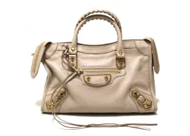 Authentic Balenciaga Ivory Classic City Small Lambskin Leather Shoulder Bag