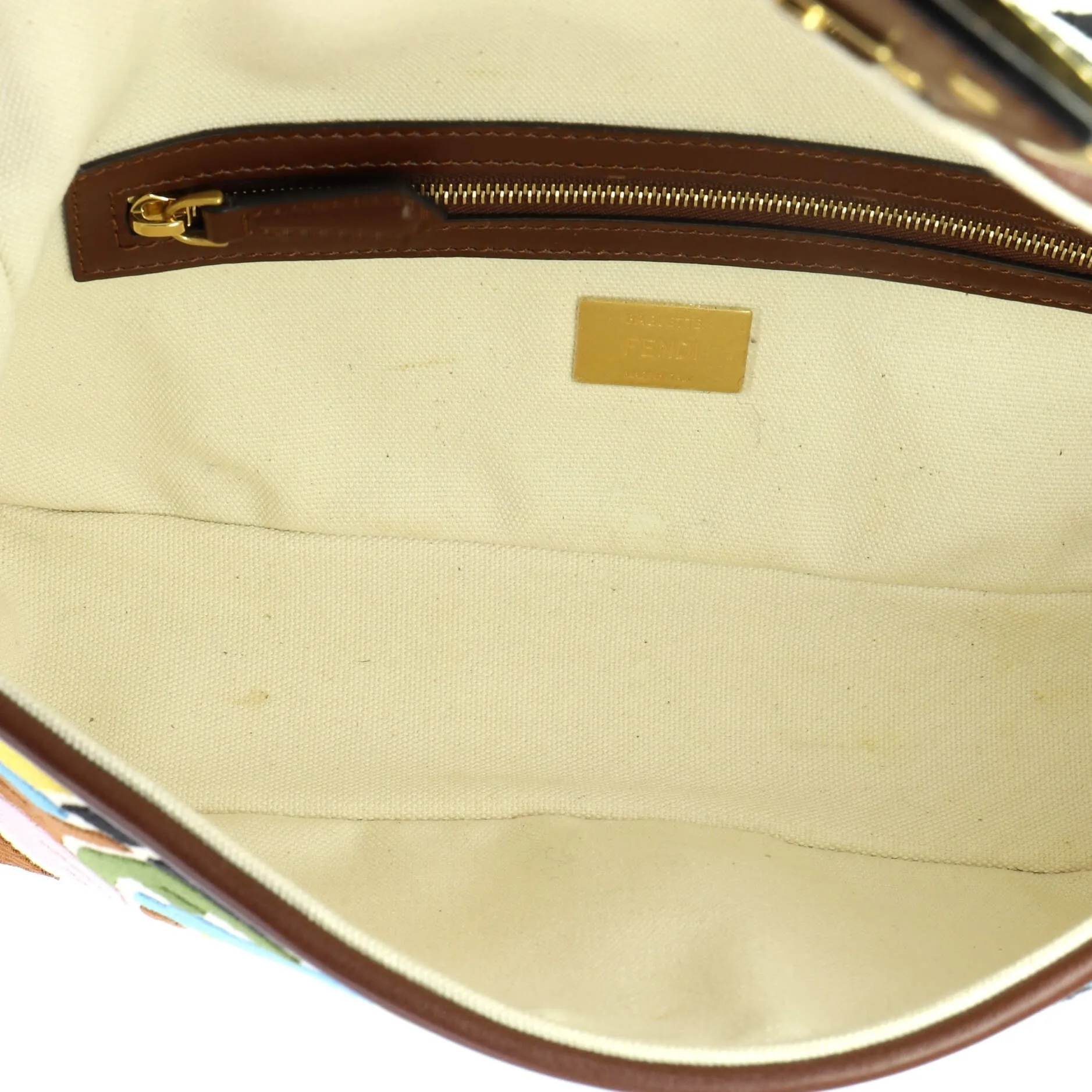 Baguette NM Bag Fish-Eye FF Embroidered Canvas Medium