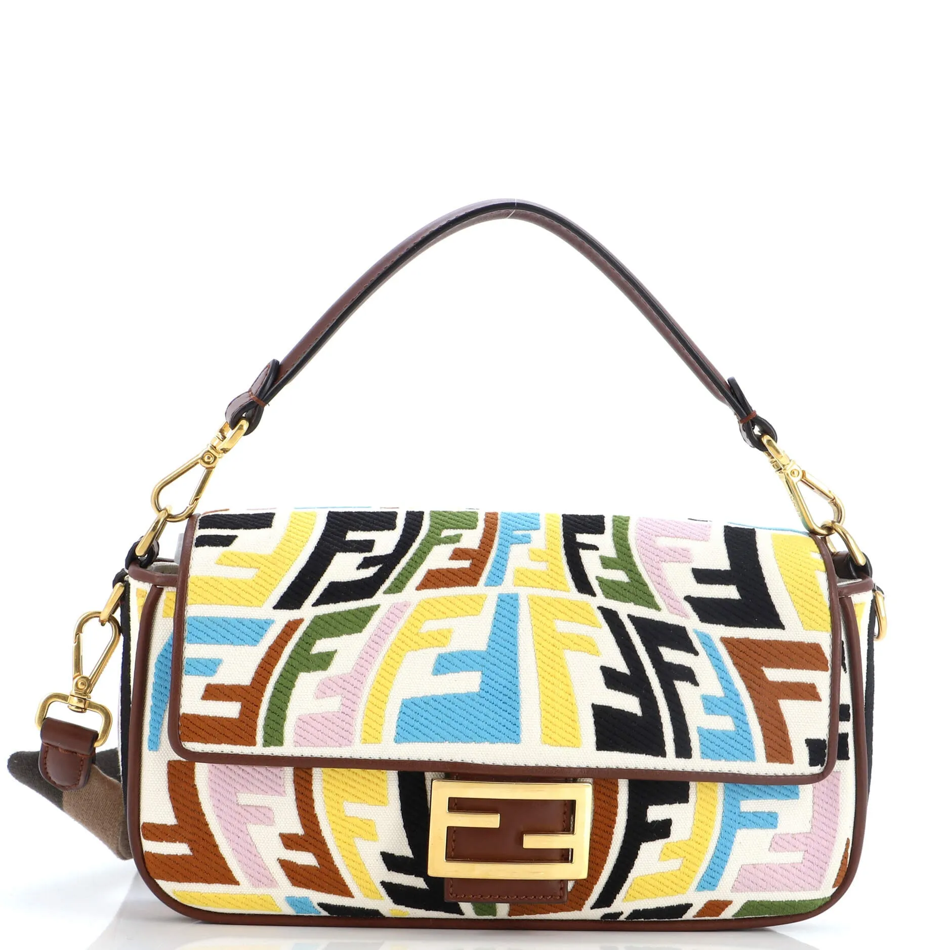 Baguette NM Bag Fish-Eye FF Embroidered Canvas Medium