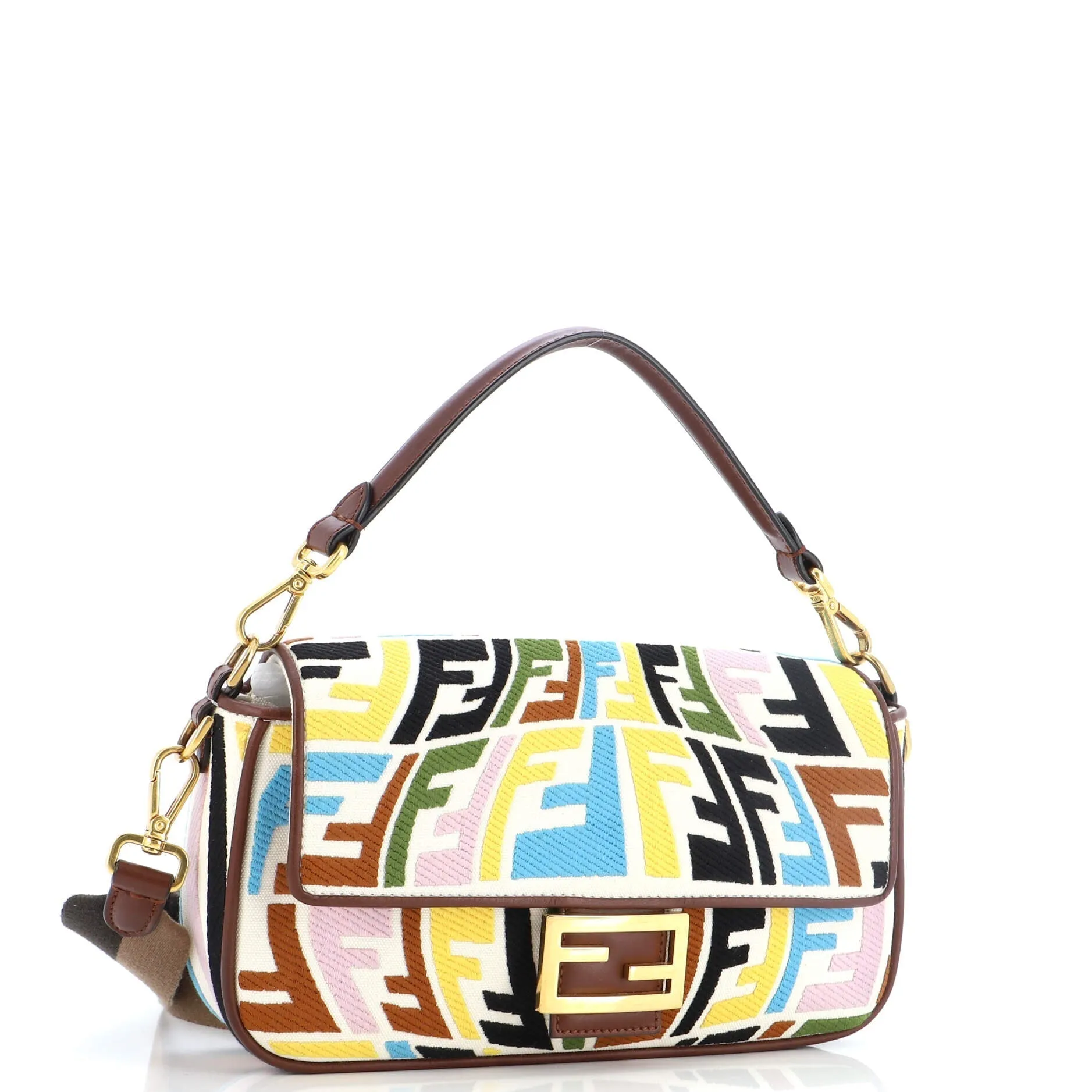 Baguette NM Bag Fish-Eye FF Embroidered Canvas Medium