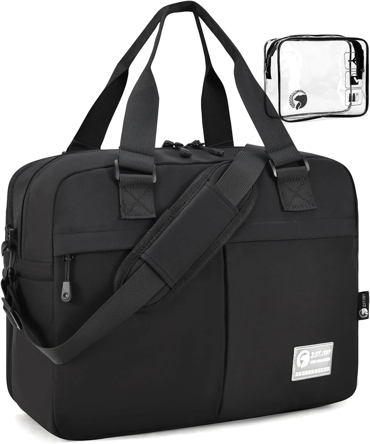 BAGZY Weekender Bags for Women Expandable 20L to 30L Lightweight Personal Item Travel Bag with Wet Pocket Gym Travel Duffel Bag Men for Overnight Hospital Carry on Bags for Airplanes Black