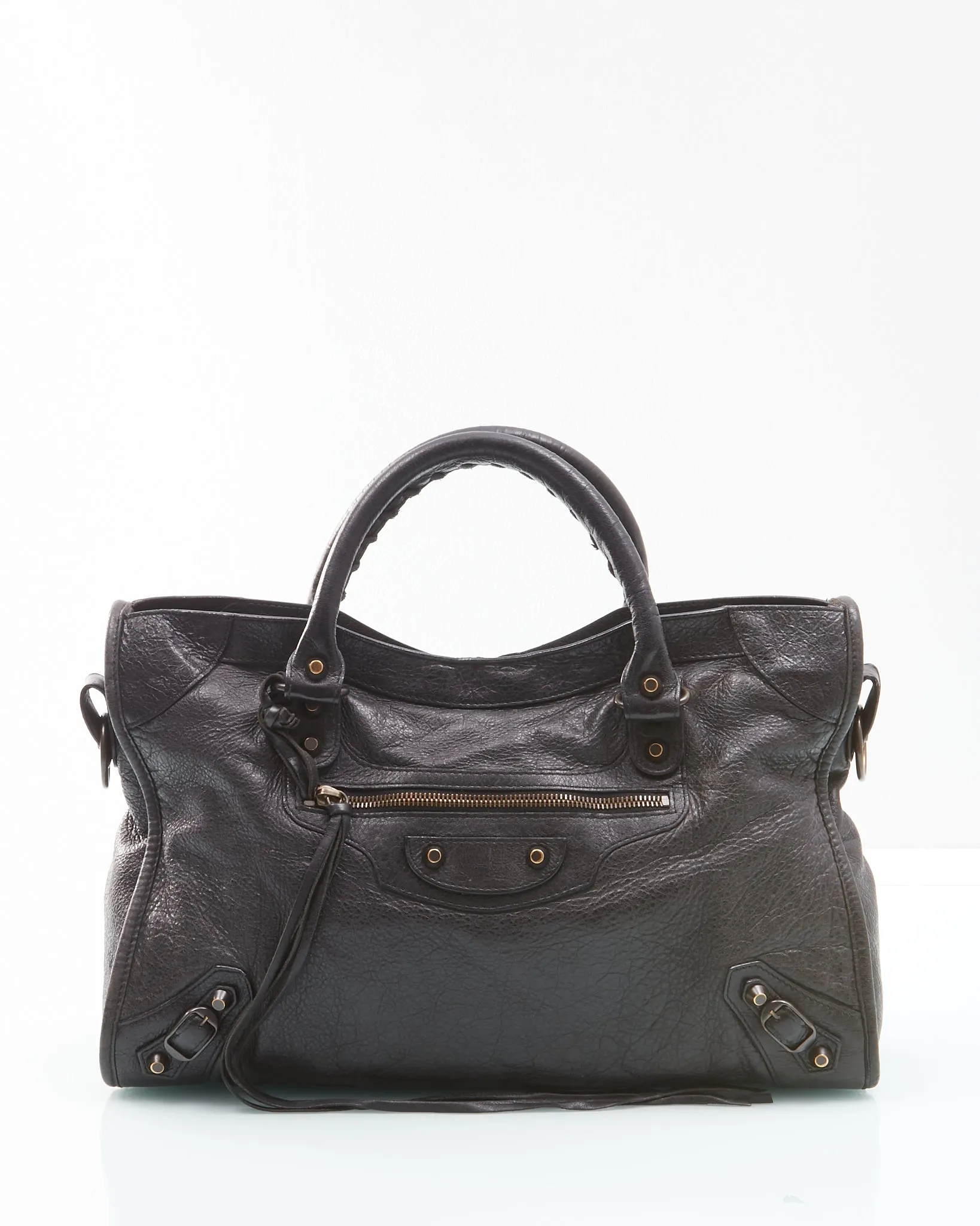 Balenciaga Black Leather Classic Motocross Medium City Bag
