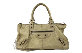 BALENCIAGA Classic City beige leather bag