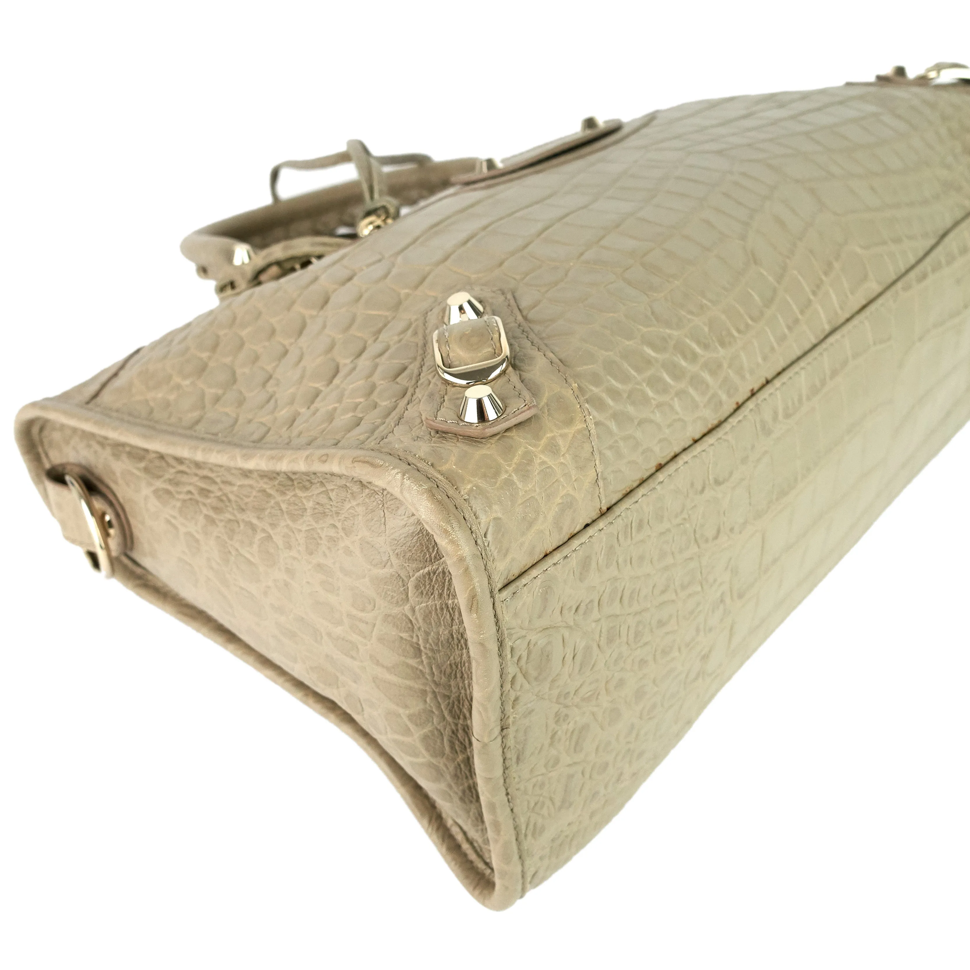 BALENCIAGA Classic City Croc-Embossed Agneau Leather Bag