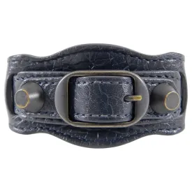 Balenciaga Dark Charcoal Grey Leather Cuff Bracelet