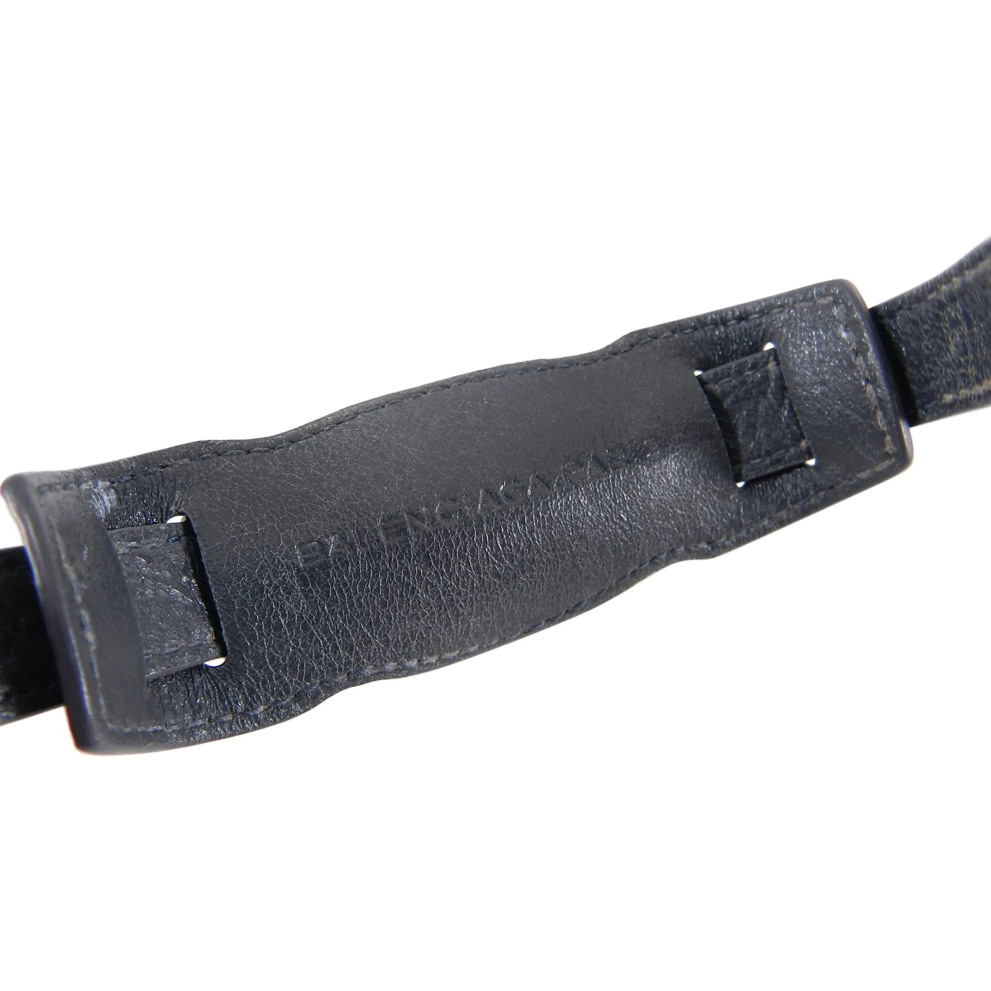 Balenciaga Dark Charcoal Grey Leather Cuff Bracelet