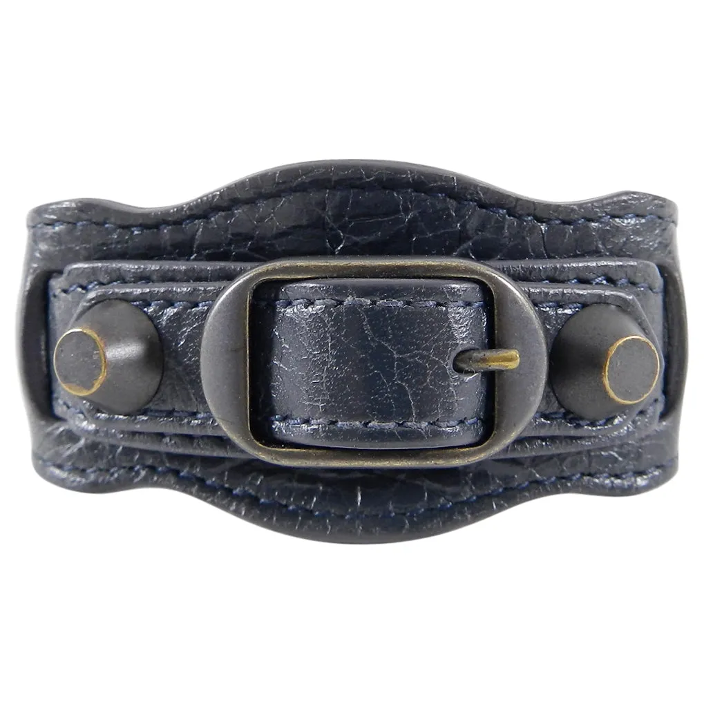 Balenciaga Dark Charcoal Grey Leather Cuff Bracelet