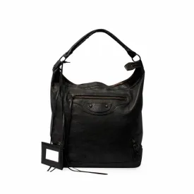 BALENCIAGA Leather Motor City Bag Black