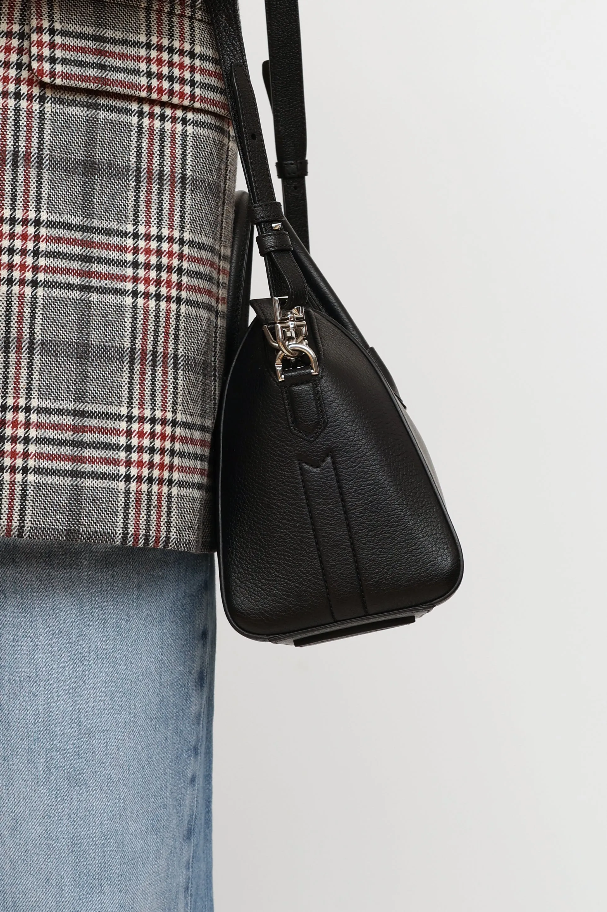 Black Goatskin Mini Antigona Bag