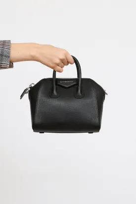 Black Goatskin Mini Antigona Bag