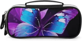 Blue Purple Butterfly Leather Makeup Bag Portable Small Cosmetic Organizer Waterproof Toiletry Bags Brushes Pencils And Travel Make Up Accessories
