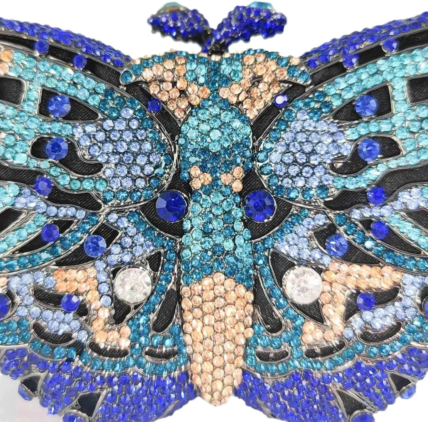 Boutique De FGG Butterfly Clutch Minaudiere Bag Women Rhinestone Evening Handbags Bridal Wedding Crystal Clutch Purse,Mini