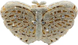 Boutique De FGG Butterfly Clutch Minaudiere Bag Women Rhinestone Evening Handbags Bridal Wedding Crystal Clutch Purse,Mini