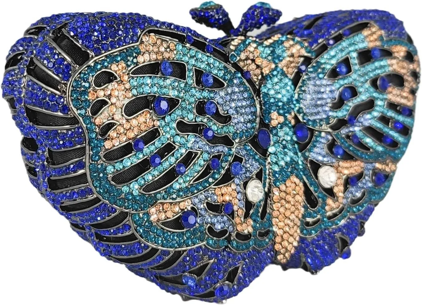 Boutique De FGG Butterfly Clutch Minaudiere Bag Women Rhinestone Evening Handbags Bridal Wedding Crystal Clutch Purse,Mini