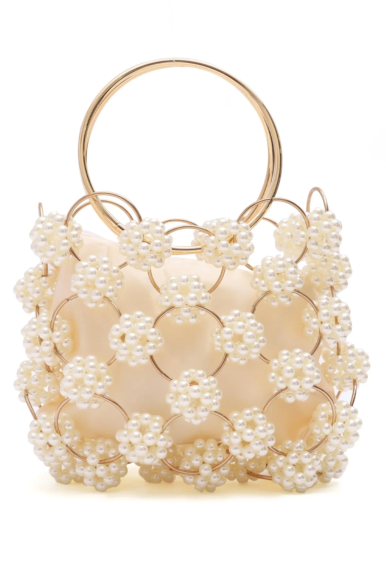 BUCKET FLORAL CLUTCH-WHITE