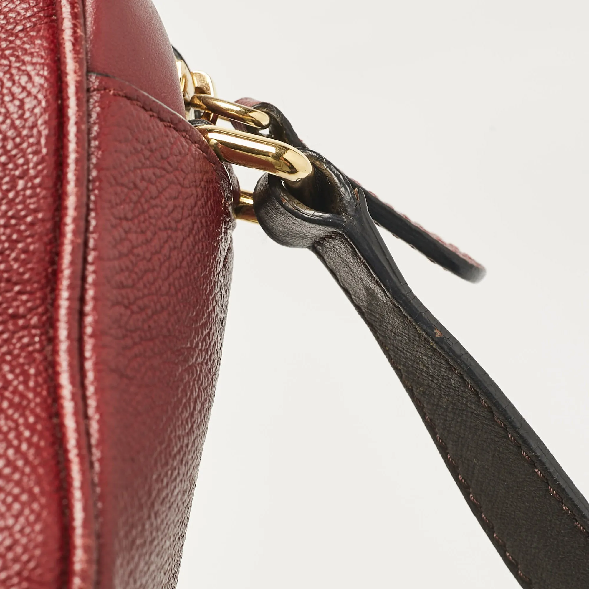 Burberry Burgundy Leather  Small Medley Buckle Crossbody Bag