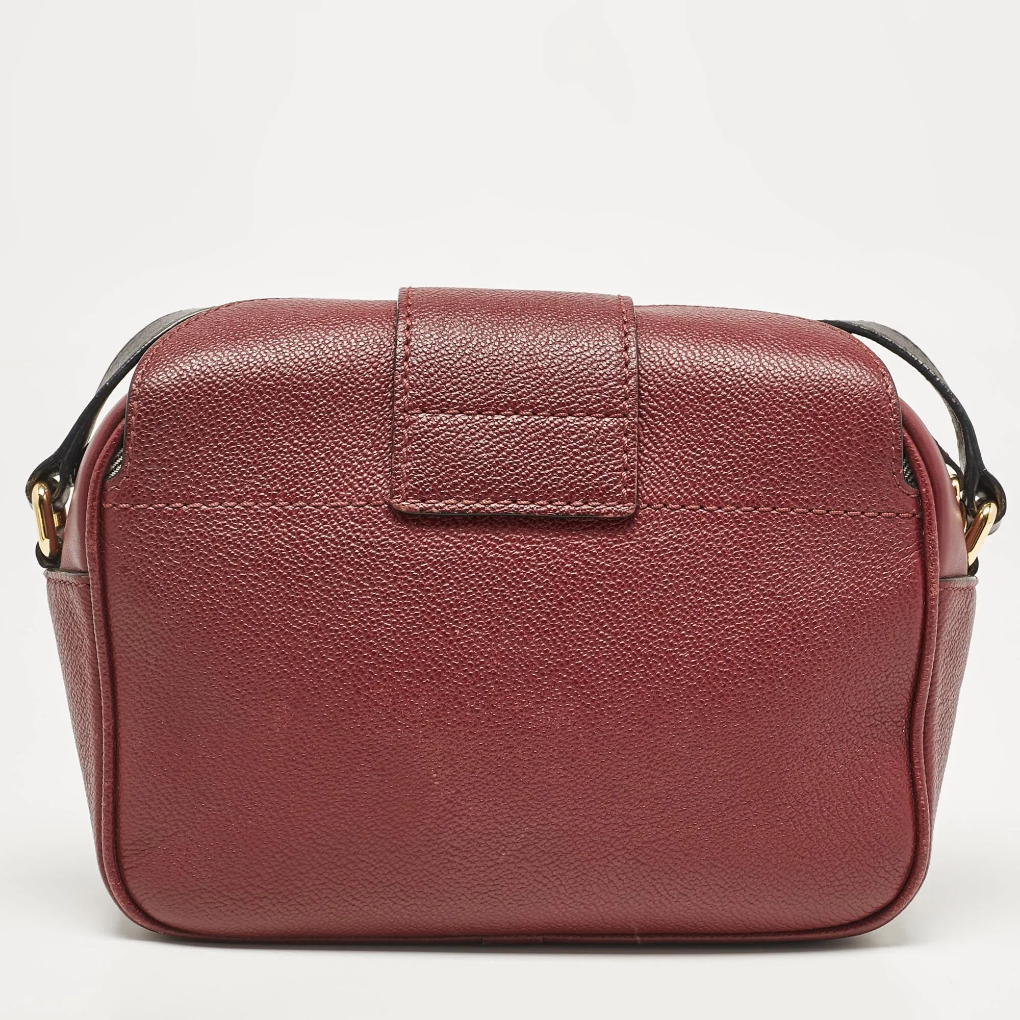Burberry Burgundy Leather  Small Medley Buckle Crossbody Bag