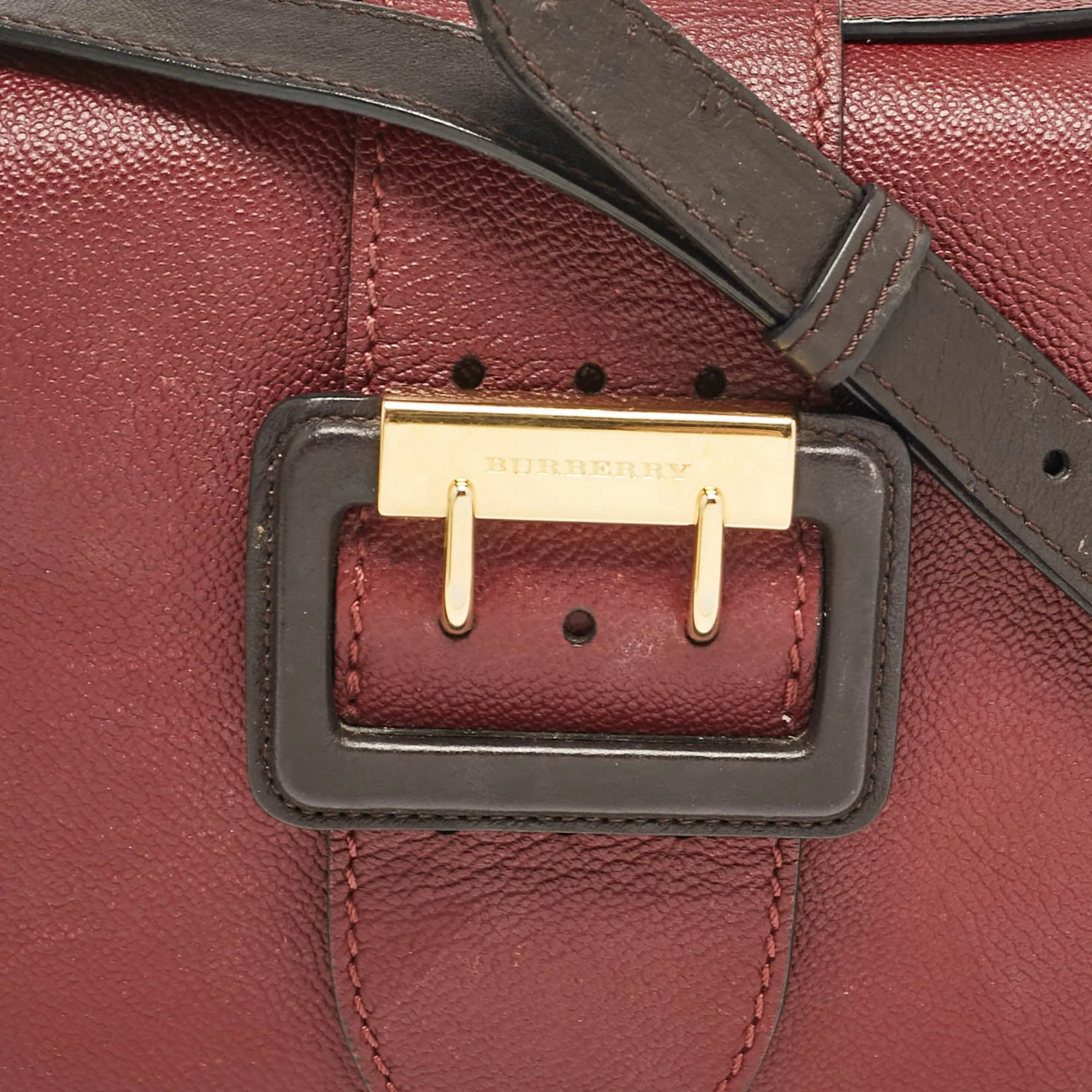 Burberry Burgundy Leather  Small Medley Buckle Crossbody Bag
