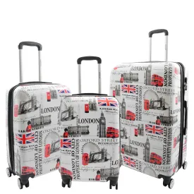 City of London 4 Wheel Suitcases Hard Shell Expandable Luggage Bags