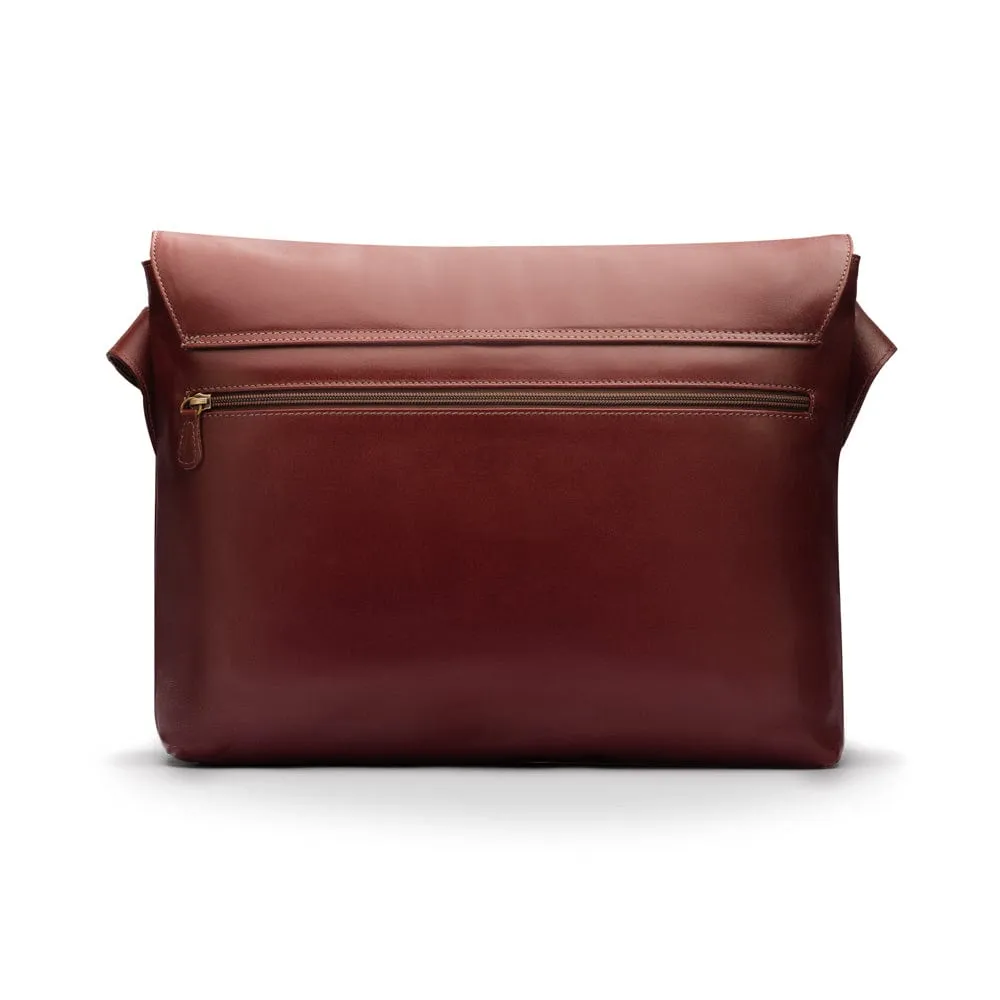 Classic Postman's Leather Messenger Bag - Dark Tan