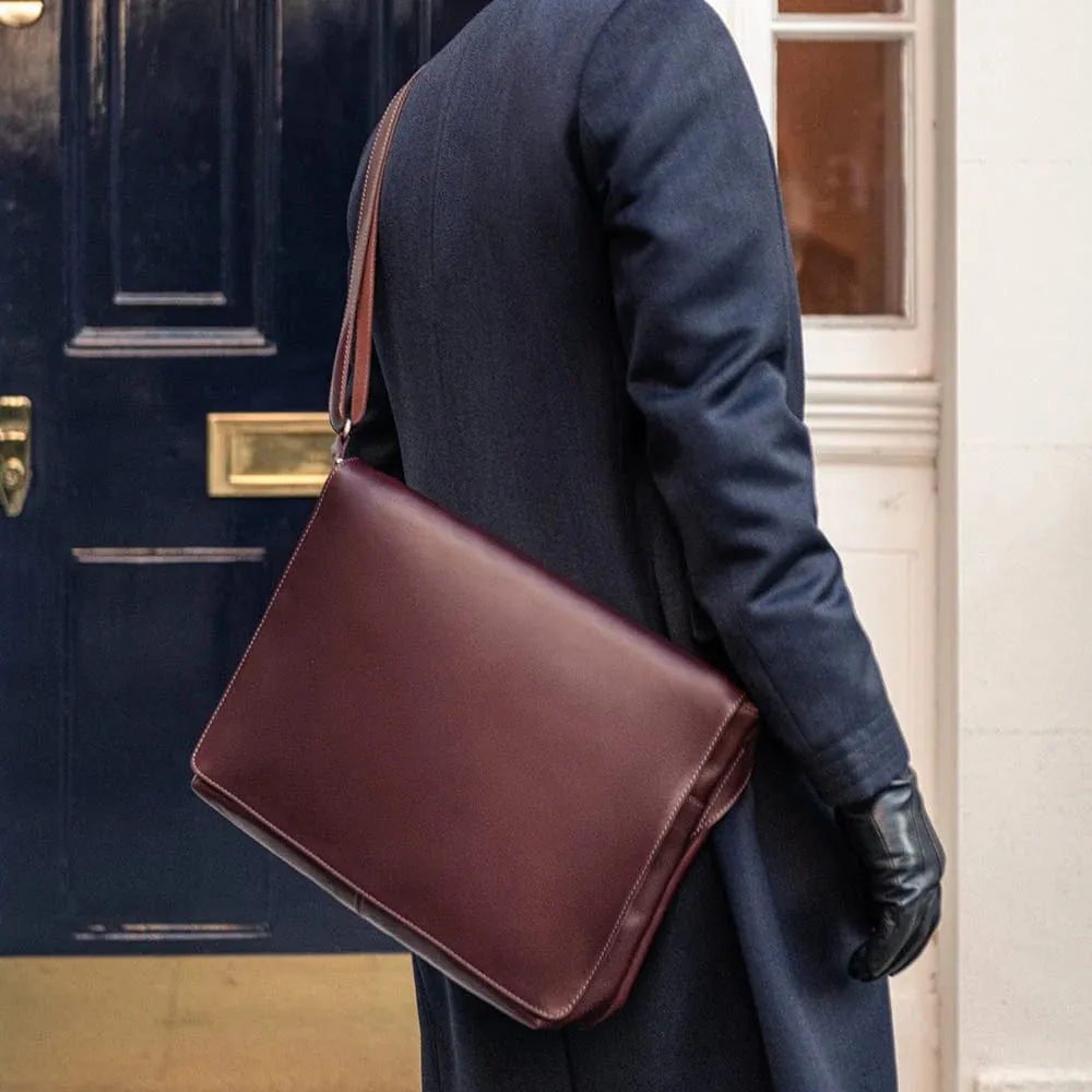 Classic Postman's Leather Messenger Bag - Dark Tan