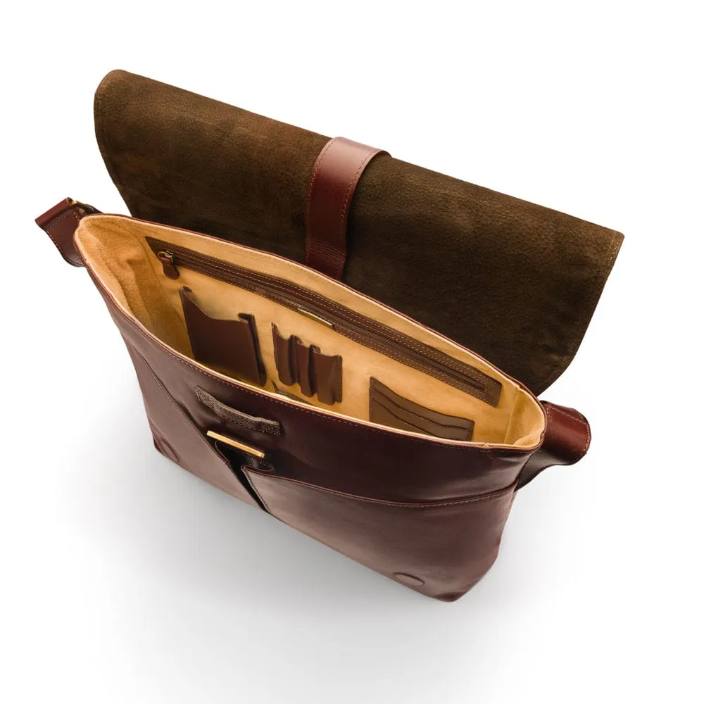 Classic Postman's Leather Messenger Bag - Dark Tan