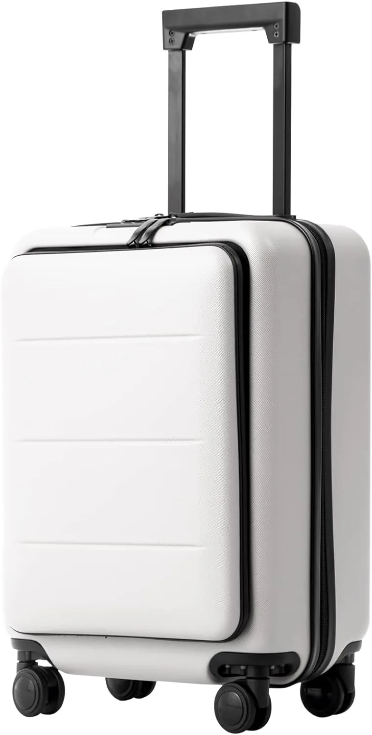 Coolife Luggage Suitcase Piece Carry On ABS PC Spinner Trolley with pocket Compartment(White, 20in(carry on))