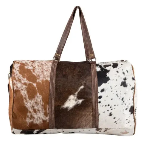 Cowhide Patchwork Duffel Bag