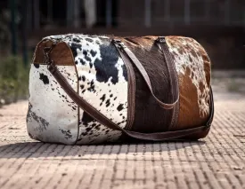 Cowhide Patchwork Duffel Bag