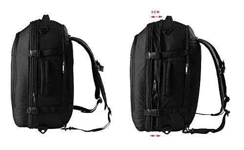 CX Luggage Expandable Travel Backpack - 22x14x9 Expanding to 22x14x10 - Laptop Sleeve Within - Lightweight Travel Backpack For International Travel (Black)