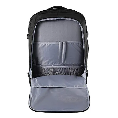 CX Luggage Expandable Travel Backpack - 22x14x9 Expanding to 22x14x10 - Laptop Sleeve Within - Lightweight Travel Backpack For International Travel (Black)