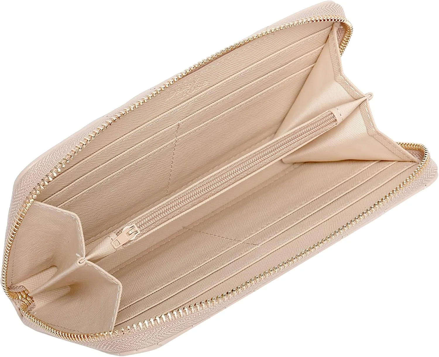 Daisy Rose Womens Zip-Around Wallet & Phone Clutch with RFID Blocking, PU Vegan Leather (Beige)