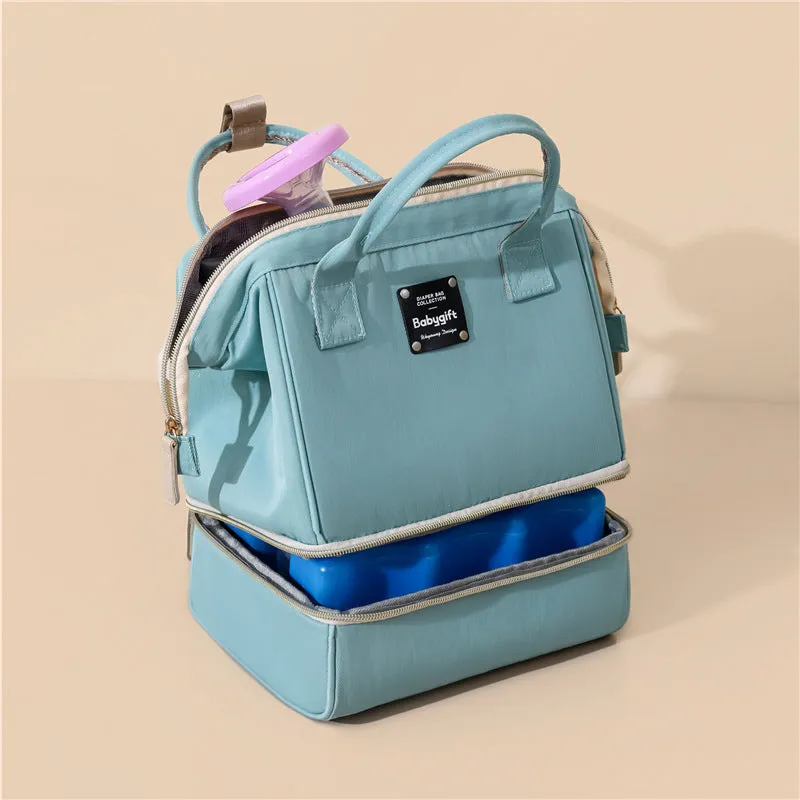 Diaper Bags Mommy Bag Lunch Bag Double Layer Dry Wet Separation Breast Milk Storage Bag Large Capacity