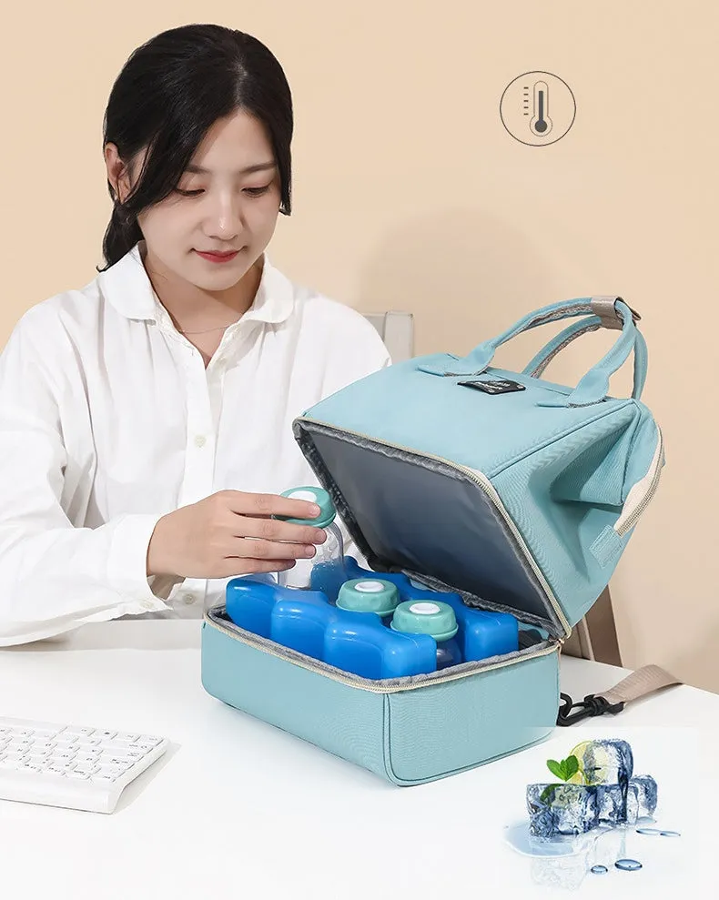 Diaper Bags Mommy Bag Lunch Bag Double Layer Dry Wet Separation Breast Milk Storage Bag Large Capacity
