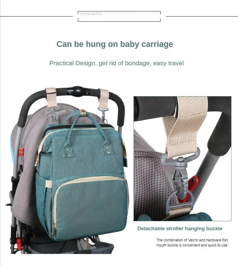 Diaper Bags Mommy Bag Portable Folding Baby Bed Multifunctional Large Capacity out