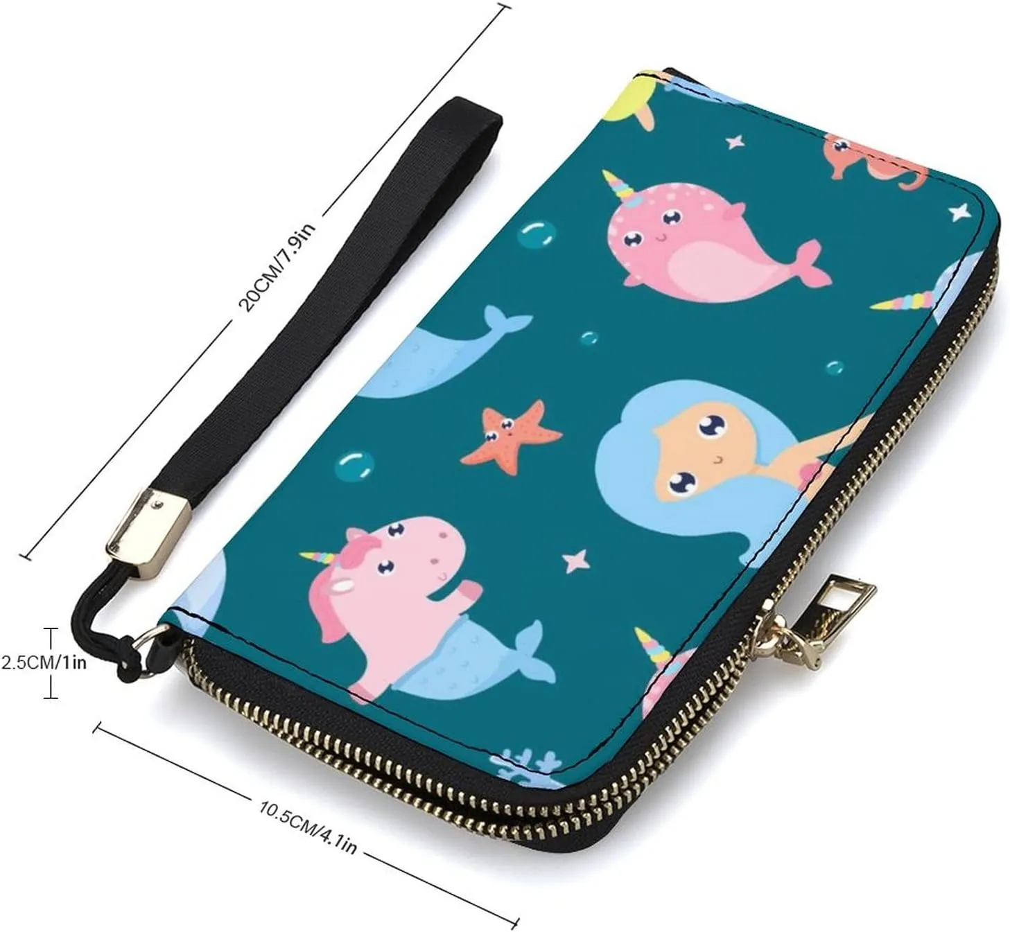 Donnapink Long Clutch Wallet, Long Handbag with Wristlet Strap, PU Leather Zip Purse