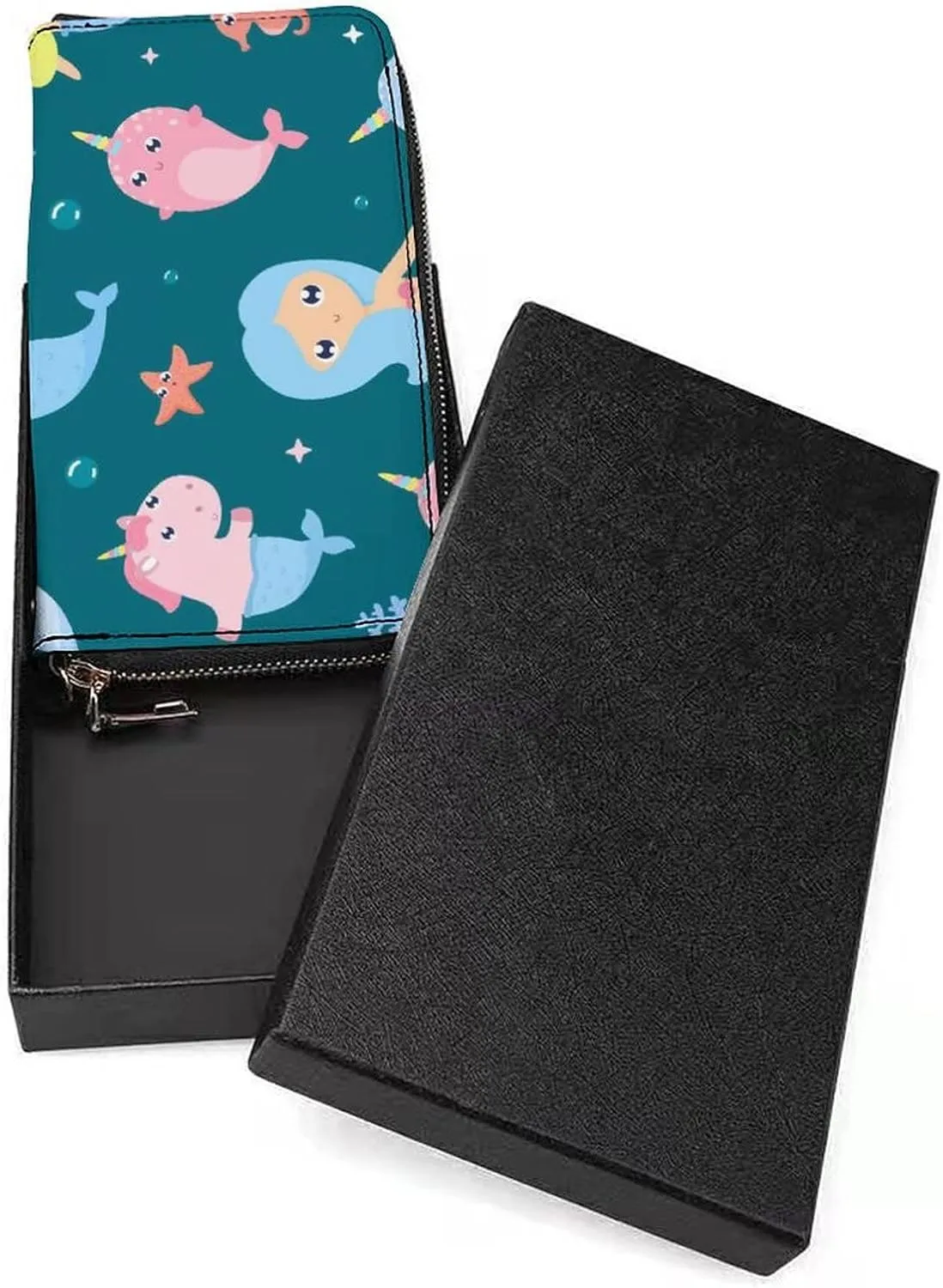 Donnapink Long Clutch Wallet, Long Handbag with Wristlet Strap, PU Leather Zip Purse