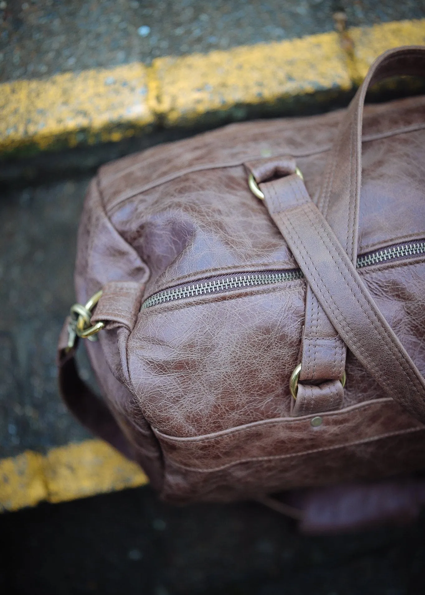 Duffel Carry All Bag - Cowhide - Premium Marble Brown