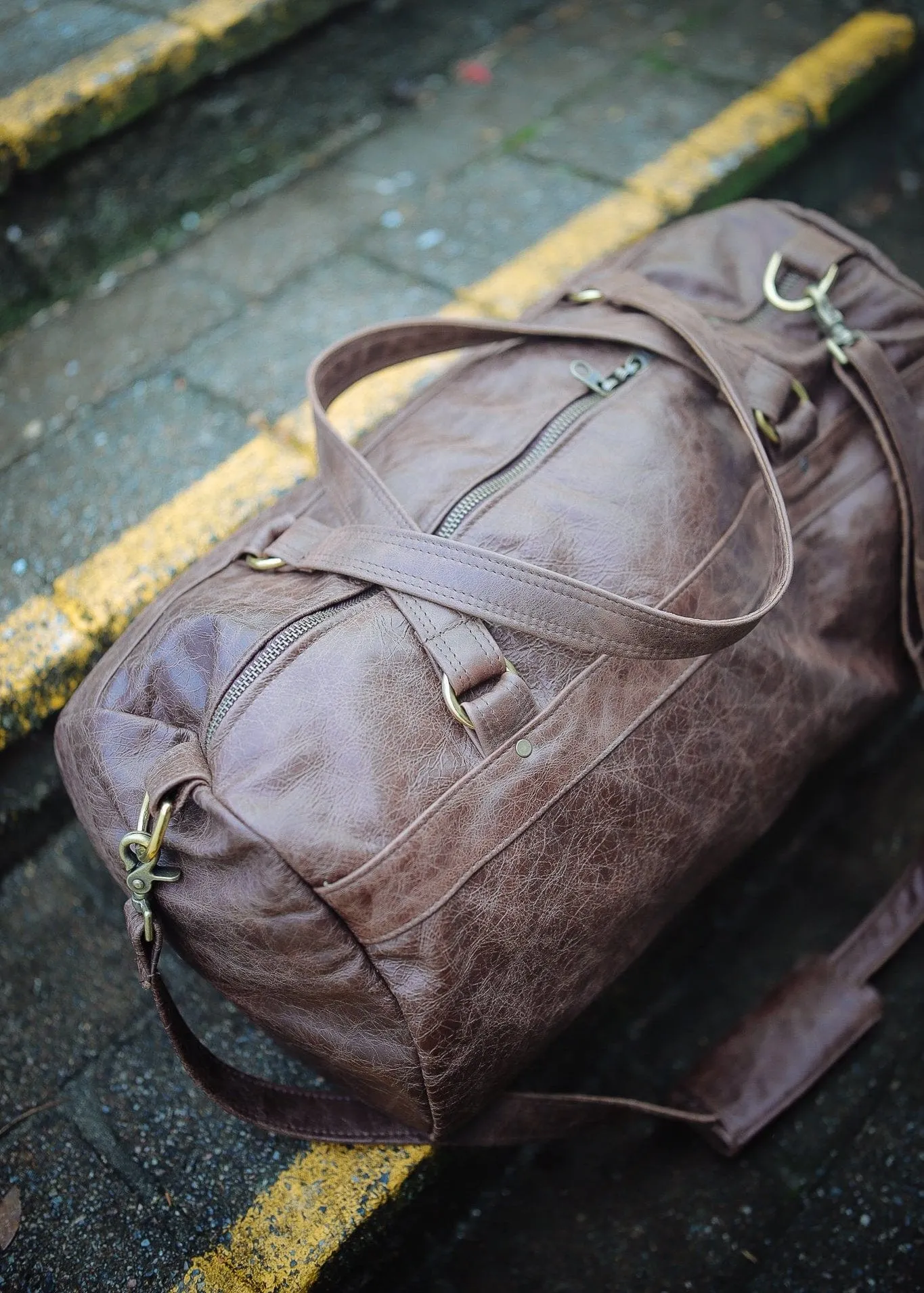 Duffel Carry All Bag - Cowhide - Premium Marble Brown
