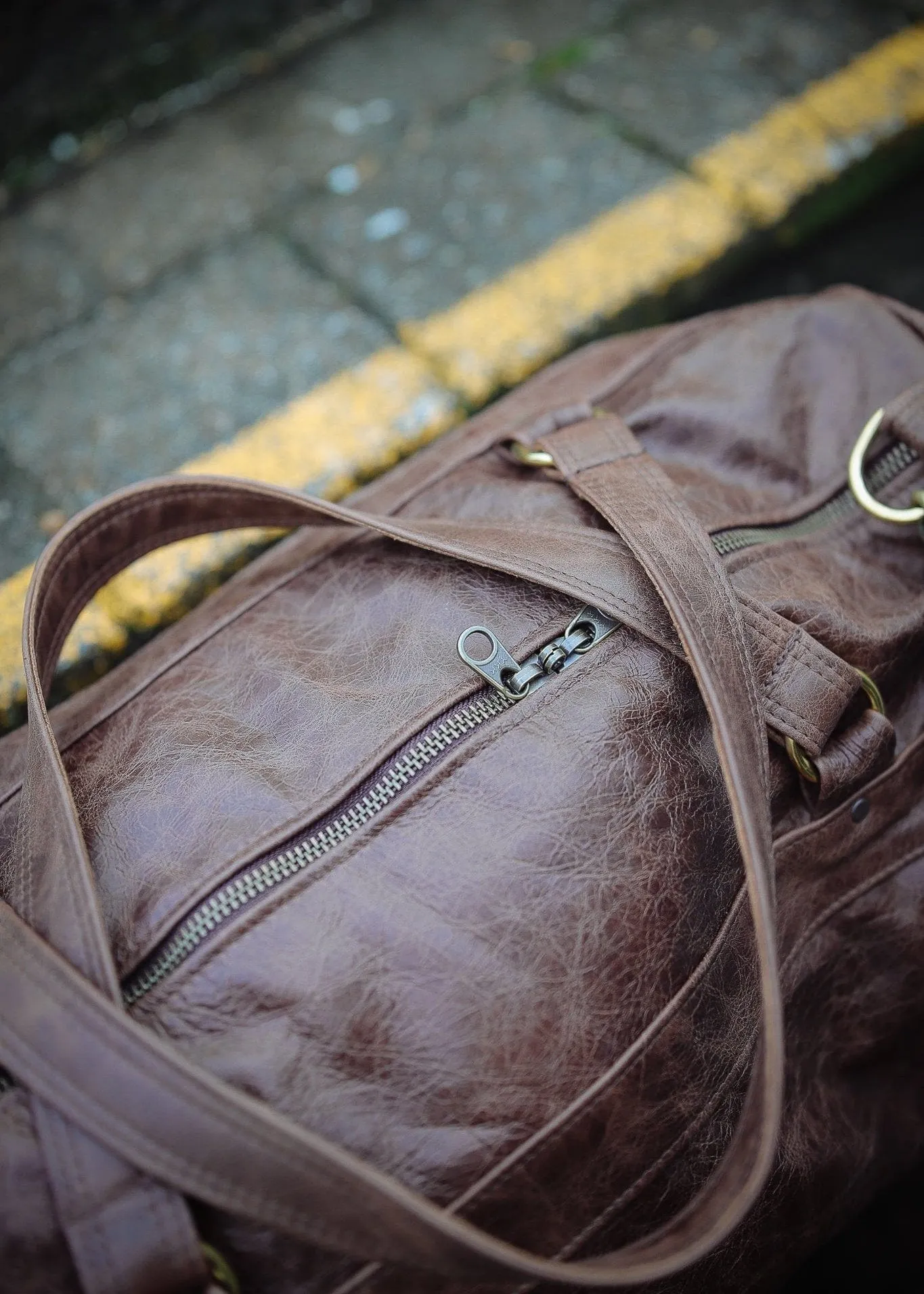 Duffel Carry All Bag - Cowhide - Premium Marble Brown