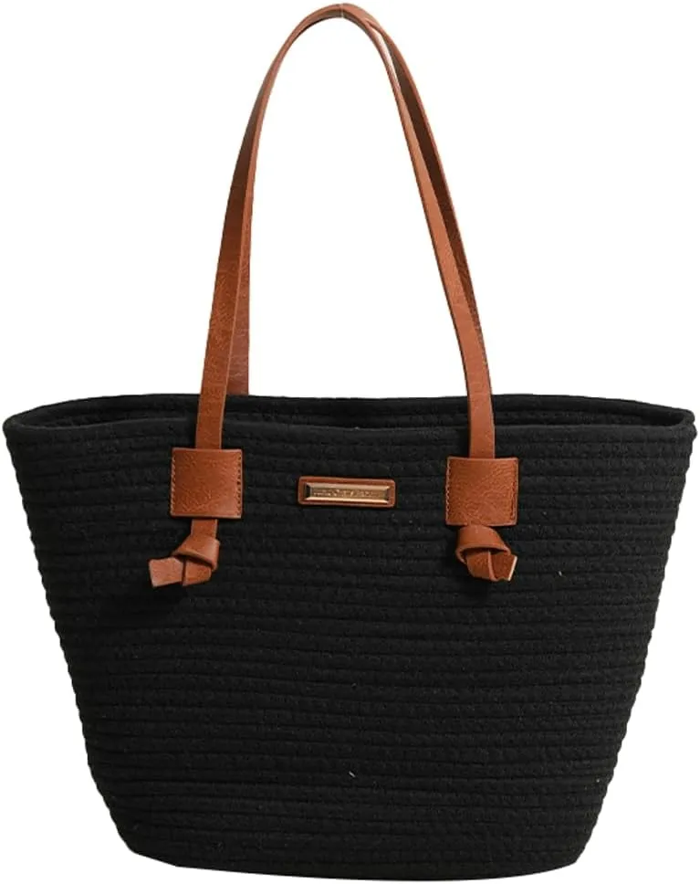 Epsion Summer Tote Bag for Women Chic Beach Shoulder Bag Woven Natural Handbags Hobo Travel Straw Purses 2025