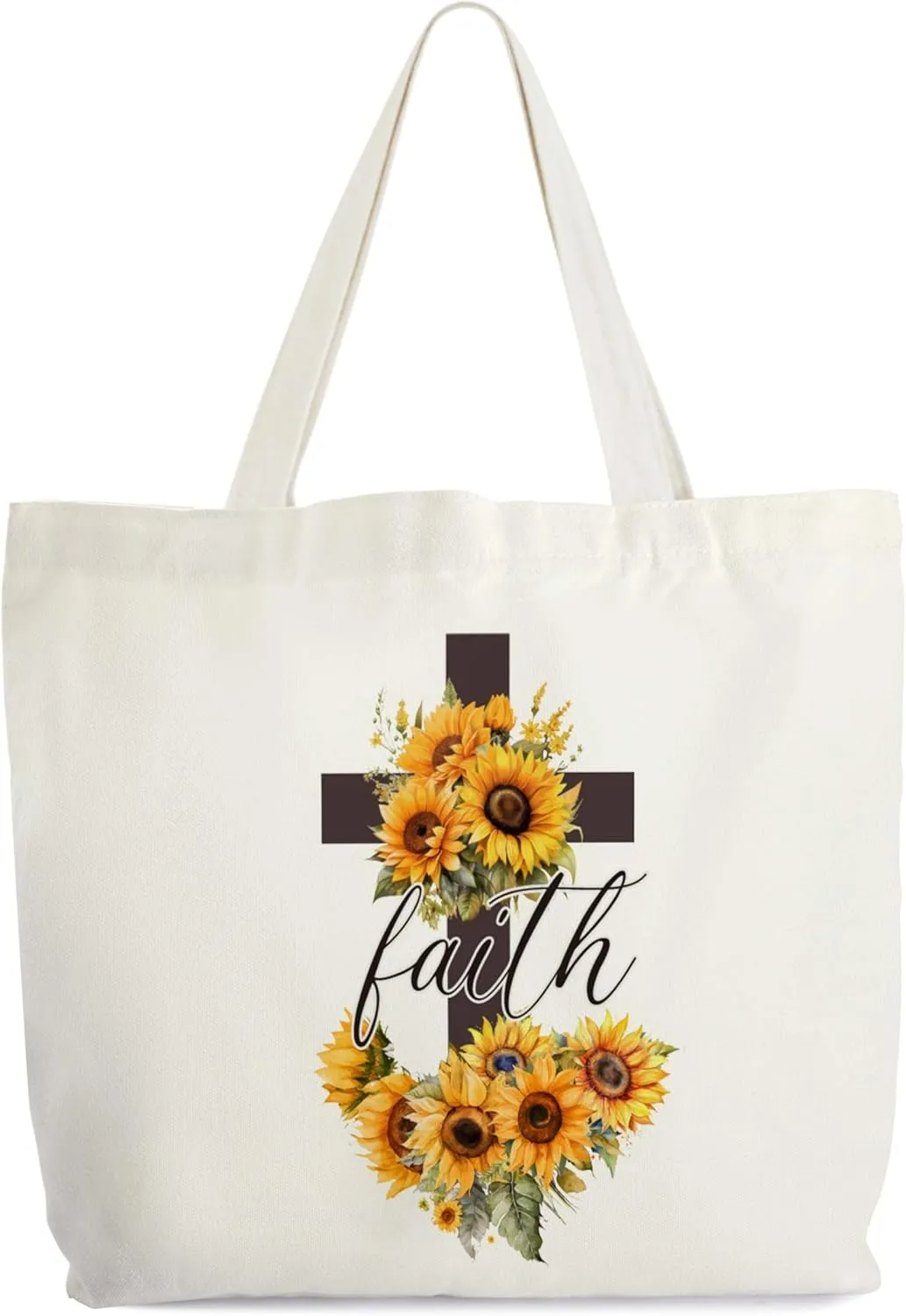Faith Canvas Tote Bag for Women, Sunflower Christian Tote, Religious Gift Bag, Library Book Bag, Shoulder Bag Christian Gifts for Women Friends Colleagues -31