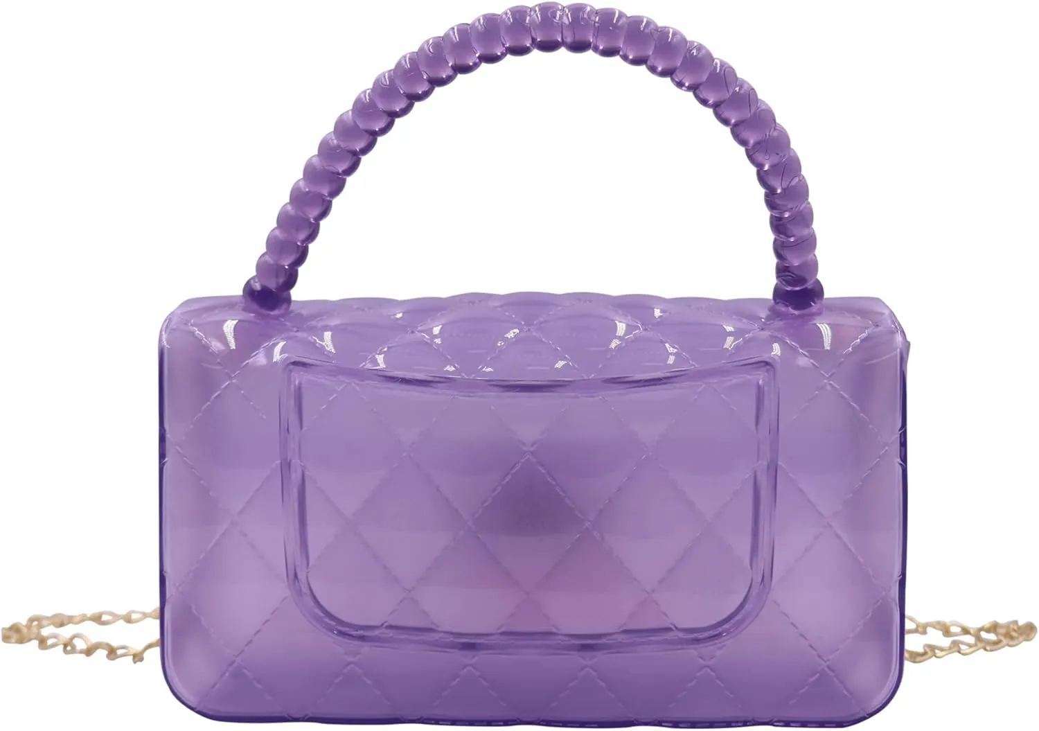 Fashion Candy Color Jelly Crossbody Bag for Women Girls Transparent Satchel Shoulder Handbag with Beaded Top Handle