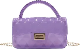 Fashion Candy Color Jelly Crossbody Bag for Women Girls Transparent Satchel Shoulder Handbag with Beaded Top Handle