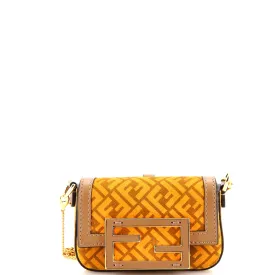 FENDI Chain Baguette Charm Bag Zucca Suede Nano