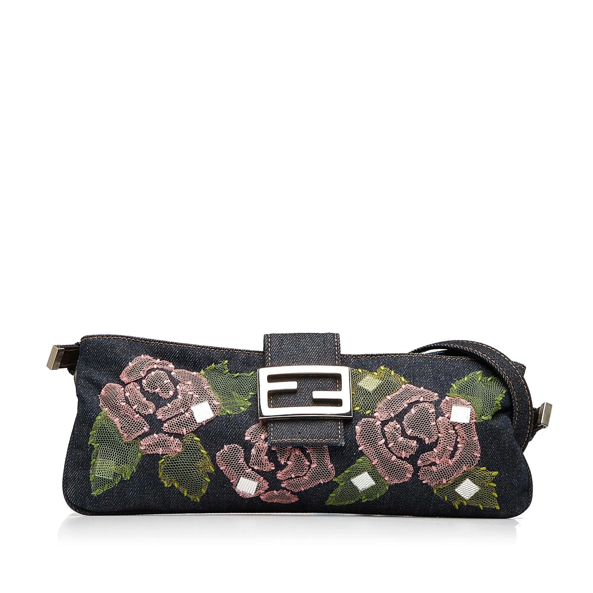 Fendi Embroidered Denim Baguette (SHG-5ryBUo)